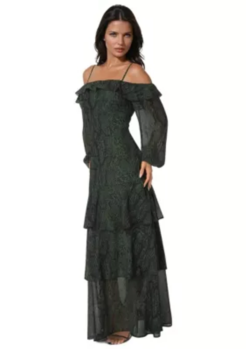 Off the Shoulder Tiered Maxi
