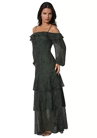 Off the Shoulder Tiered Maxi