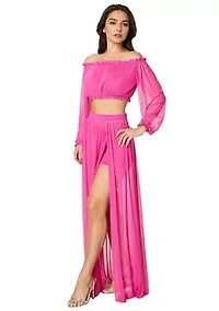 High Slit 2Pc Mesh Dress