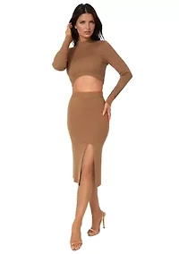 Lurex Ribbed Cropped Knit Set