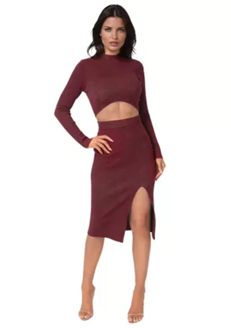 Lurex Ribbed Cropped Knit Set