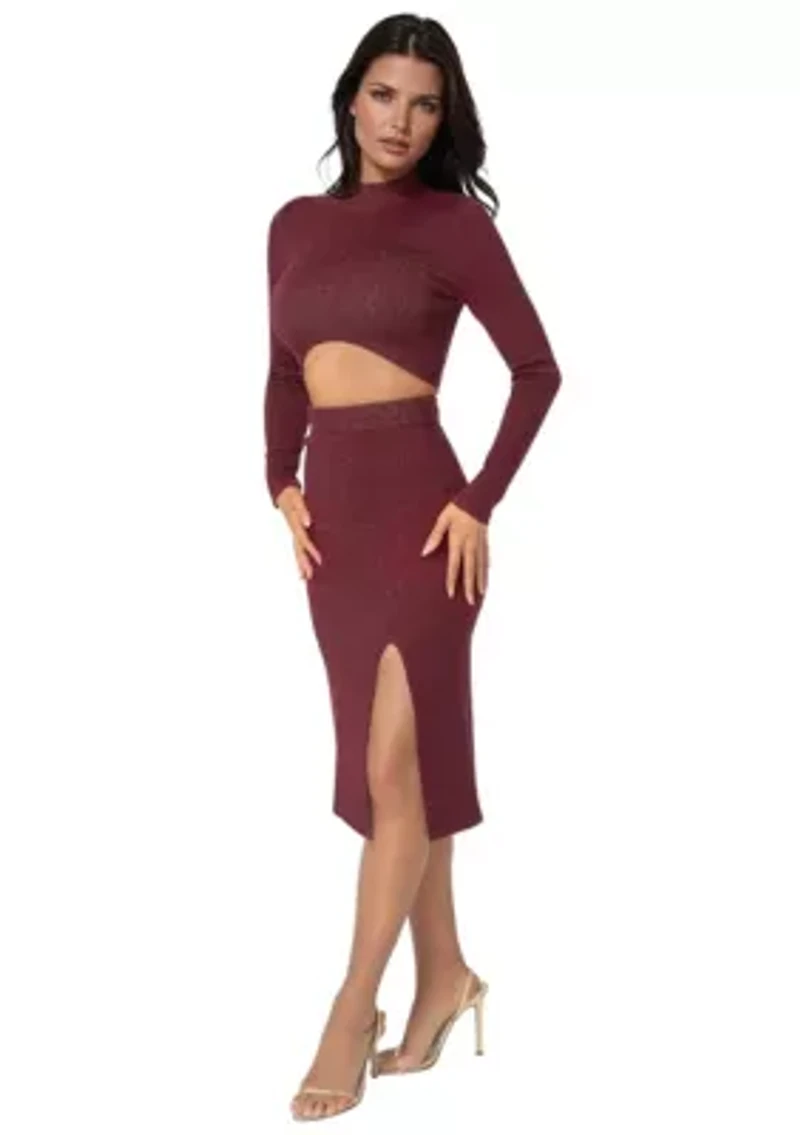Lurex Ribbed Cropped Knit Set