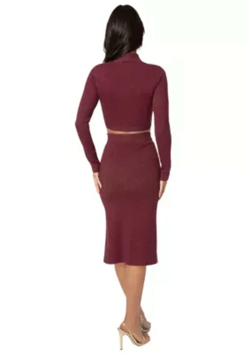 Lurex Ribbed Cropped Knit Set