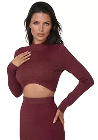 Lurex Ribbed Cropped Knit Set