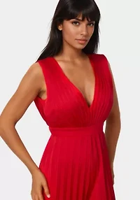 Bare Deep Vee Pleated Satin Jumpsuit