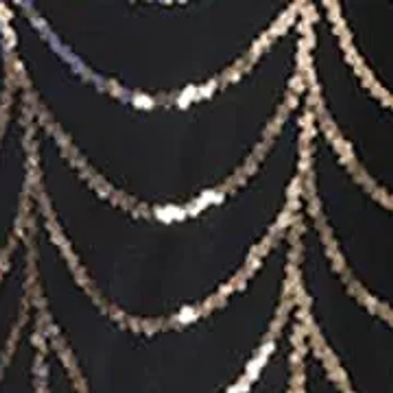 Sequins Mesh Mock Neck Mini Dress