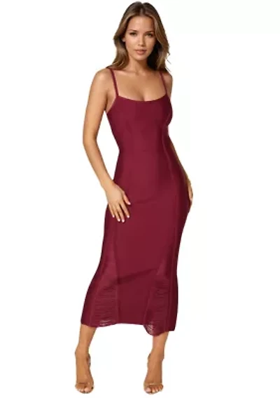 Fringe Inset Bandage Midi Dress