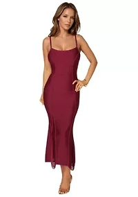 Fringe Inset Bandage Midi Dress