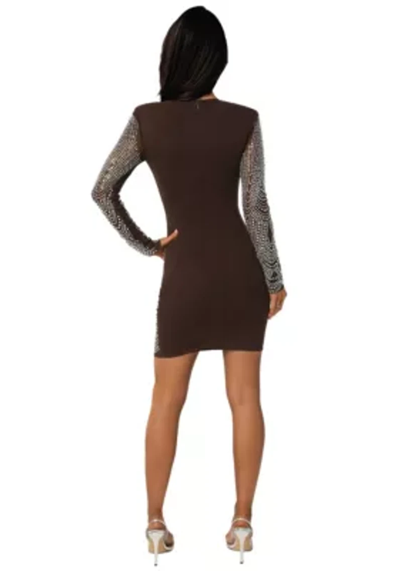 Embellished Illusion Mesh Mini Dress