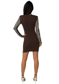 Embellished Illusion Mesh Mini Dress