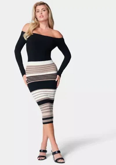 Off the Shoulder Stripe Dress