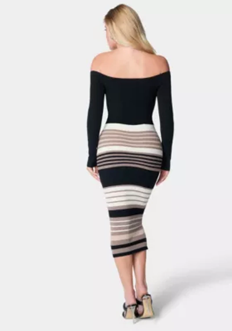 Off the Shoulder Stripe Dress