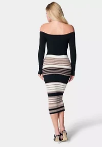 Off the Shoulder Stripe Dress