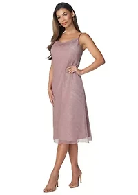 Pleated Cowl Neck Midi Dress