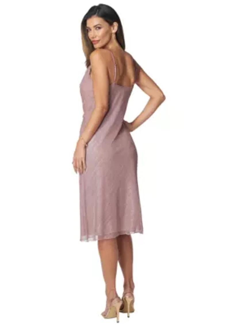 Pleated Cowl Neck Midi Dress