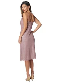 Pleated Cowl Neck Midi Dress