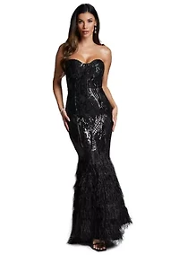 Sequin Feather Gown