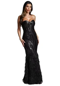 Sequin Feather Gown