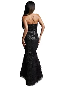Sequin Feather Gown