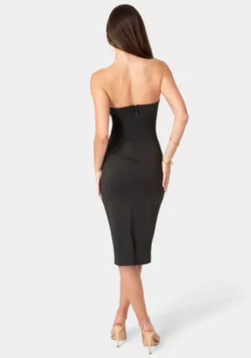 Strapless Ring Detail Midi Dress