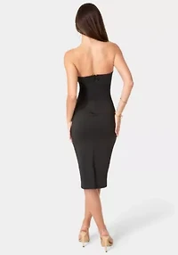 Strapless Ring Detail Midi Dress