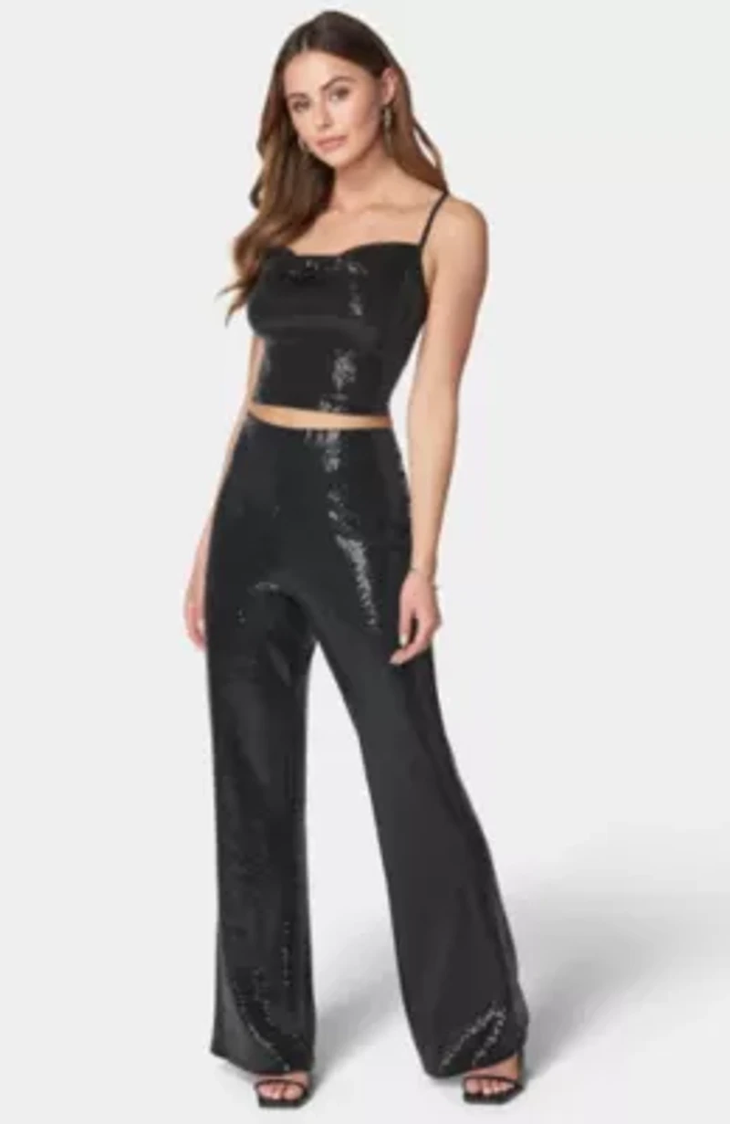 2PIECE DISCO DOT TOP WITH BELL PANTS