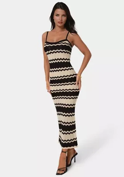 Stripe Crochet Keyhole Maxi Dress
