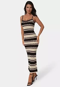 Stripe Crochet Keyhole Maxi Dress