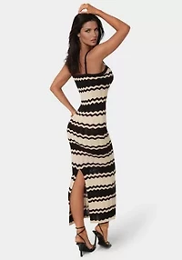 Stripe Crochet Keyhole Maxi Dress