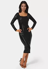 LONG SLEEVE SQUARE NECK MAXI DRESS DISCO DOT