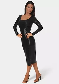 LONG SLEEVE SQUARE NECK MAXI DRESS DISCO DOT