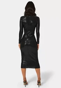 LONG SLEEVE SQUARE NECK MAXI DRESS DISCO DOT