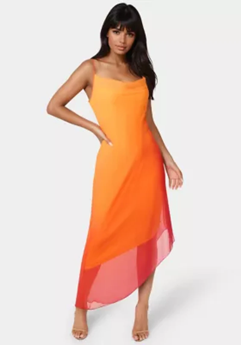 Ombre Chiffon Cowl Assy Dress