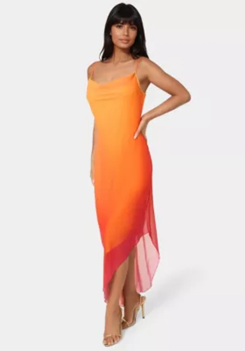Ombre Chiffon Cowl Assy Dress