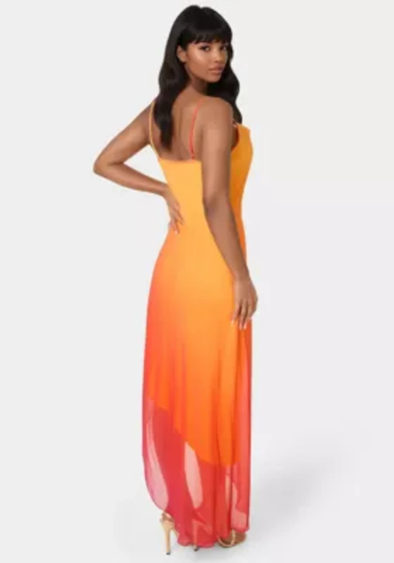 Ombre Chiffon Cowl Assy Dress