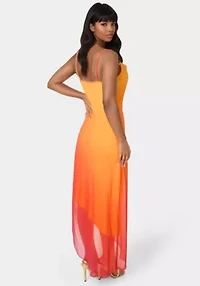 Ombre Chiffon Cowl Assy Dress