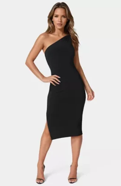 Jersey One Shoulder Midi With Gold Trim