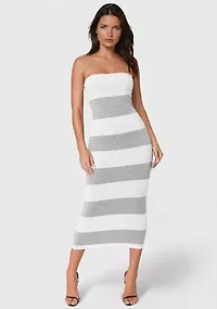 STRIPE STRAPLESS MAXI DRESS