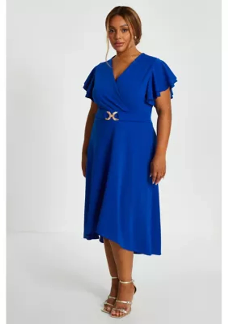 Plus Curve Buckle Dip Hem Dress