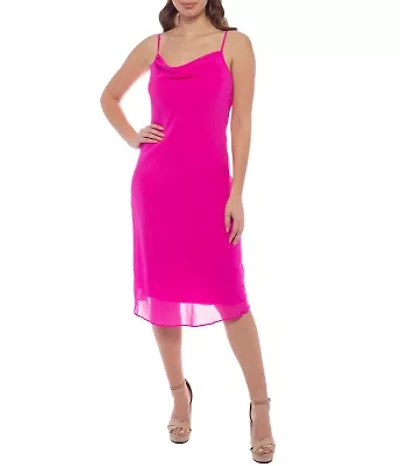 DRAPE NK MIDI SLIP DRESS