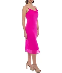 DRAPE NK MIDI SLIP DRESS