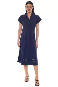 POPLIN BUTTON DWN W EMBROIDERY