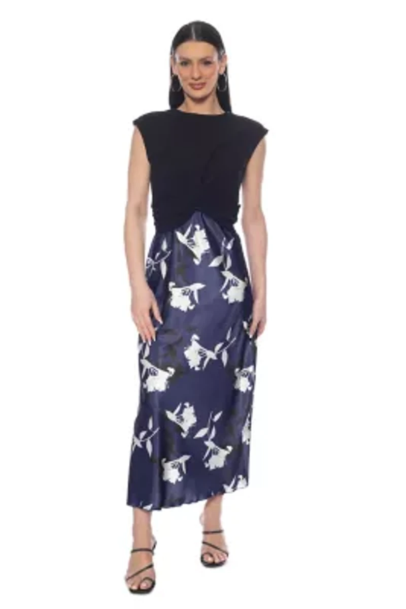 KNIT TOP W SATIN MAXI