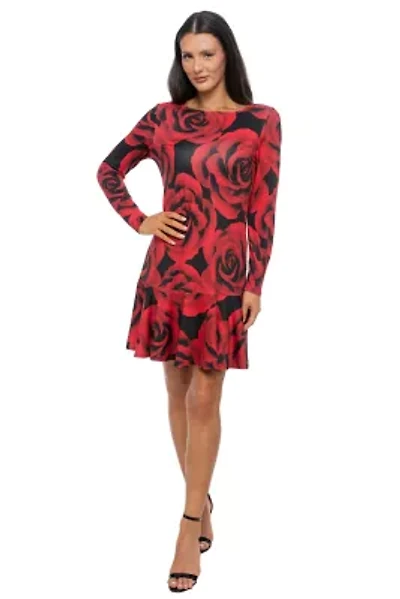 PRINT FLOUNCE HEM DRESS