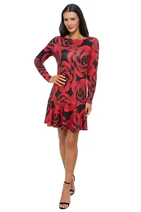 PRINT FLOUNCE HEM DRESS