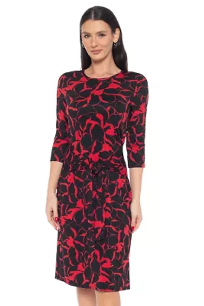 LONG SLV PRINT TIE DRESS