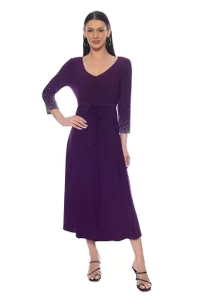 BEADED 3 4 SLV DRESS