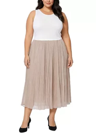 SLVLESS KNIT TOP CRINKLE VOILE 2FER DRESS