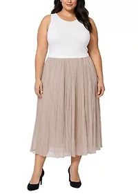 SLVLESS KNIT TOP CRINKLE VOILE 2FER DRESS