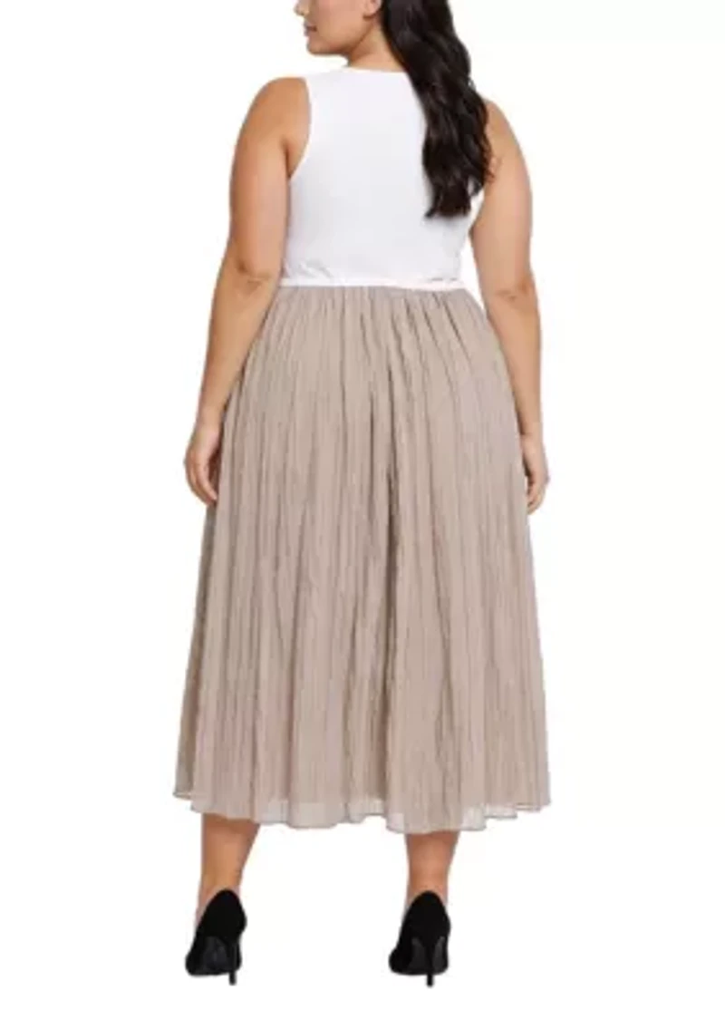 SLVLESS KNIT TOP CRINKLE VOILE 2FER DRESS
